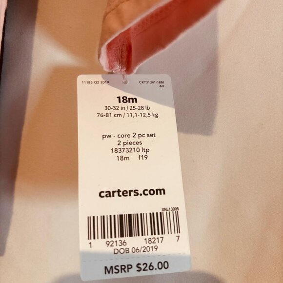 Carter’s Baby Girl 2-Piece Dinosaur Tee & Leggings Set Pink Black 18 Months - Picture 7 of 7